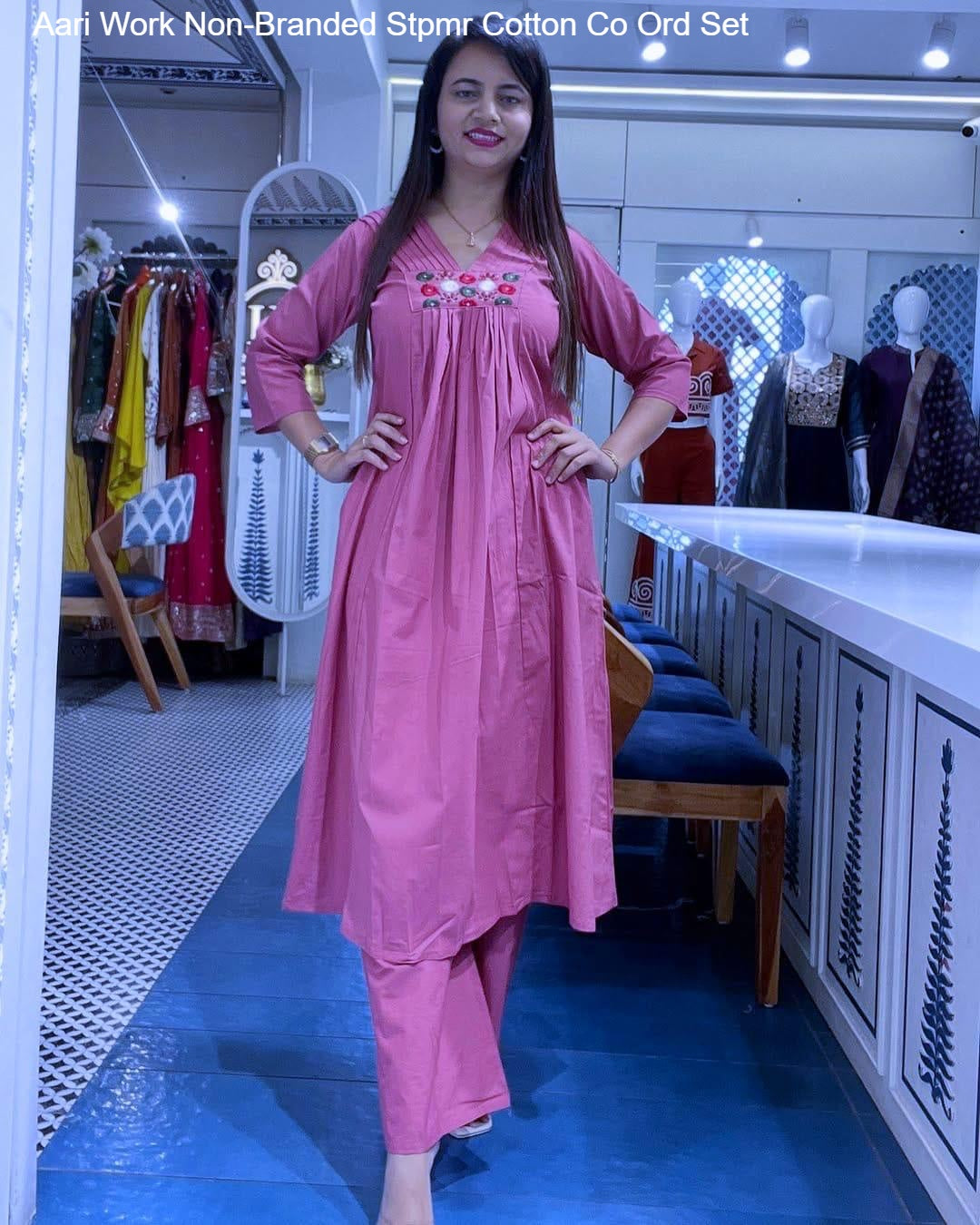 Aari Work Non-Branded Stpmr Cotton Co Ord Set