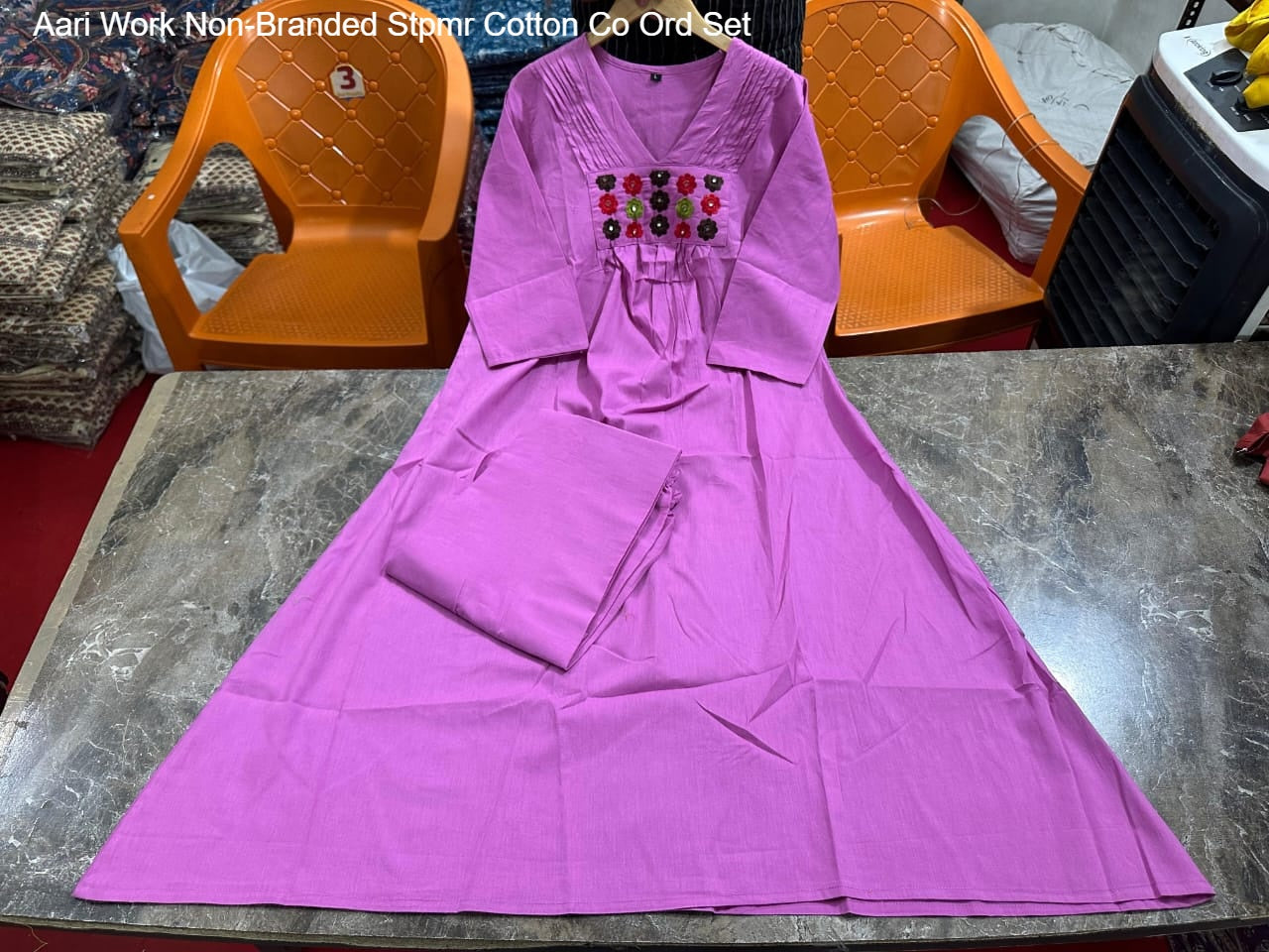 Aari Work Non-Branded Stpmr Cotton Co Ord Set