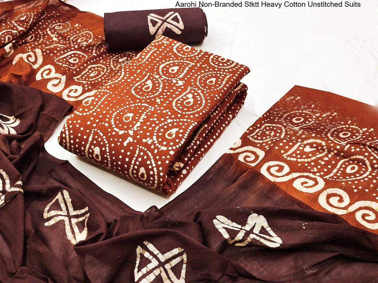 Aarohi Non-Branded Stktt Heavy Cotton Unstitched Suits