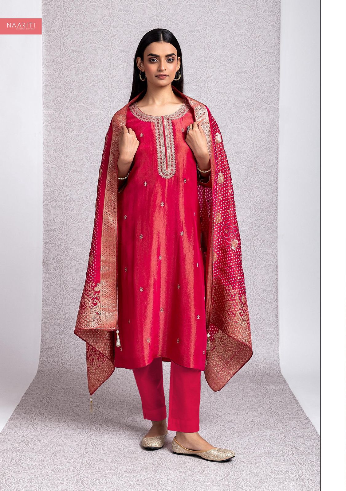 Aarvi Naariti Neck Work Unstitched Suits