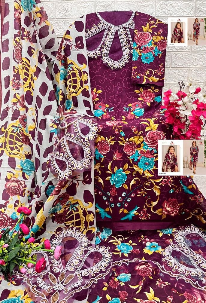 Aasha Designer Patch Work Cotton Pakistani Suit Reseller Supplier