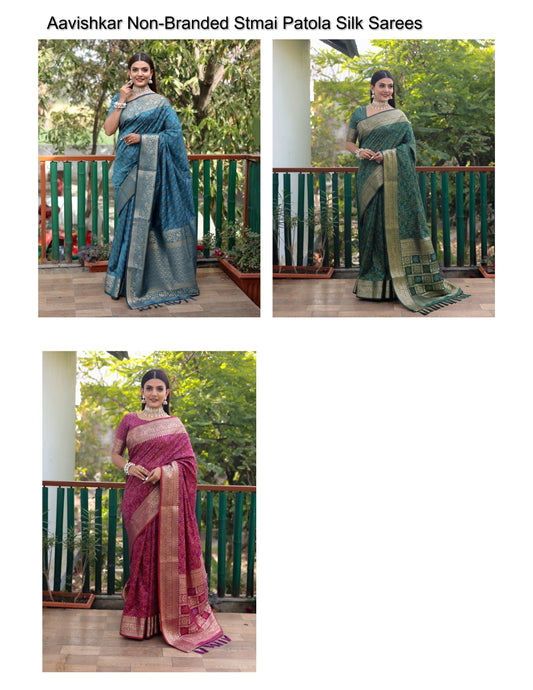 Aavishkar Non-Branded Stmai Patola Silk Sarees