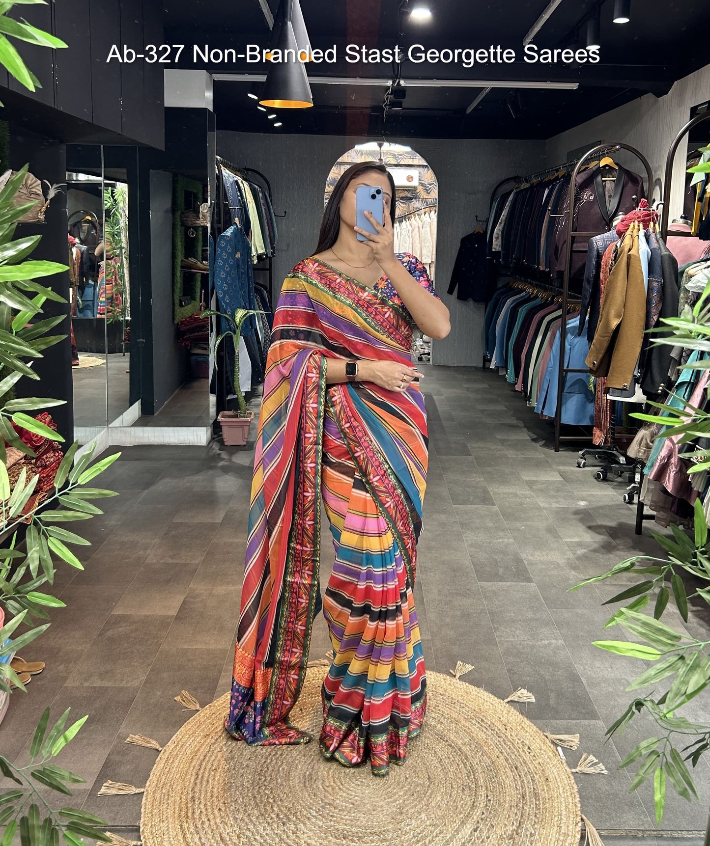 Ab-327 Non-Branded Stast Georgette Sarees