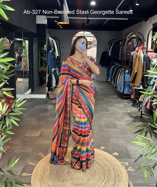 Ab-327 Non-Branded Stast Georgette Sarees
