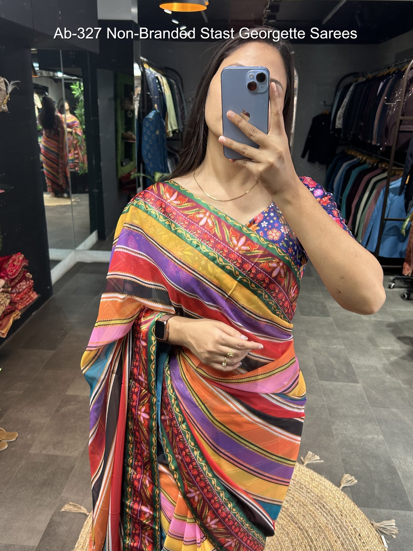 Ab-327 Non-Branded Stast Georgette Sarees