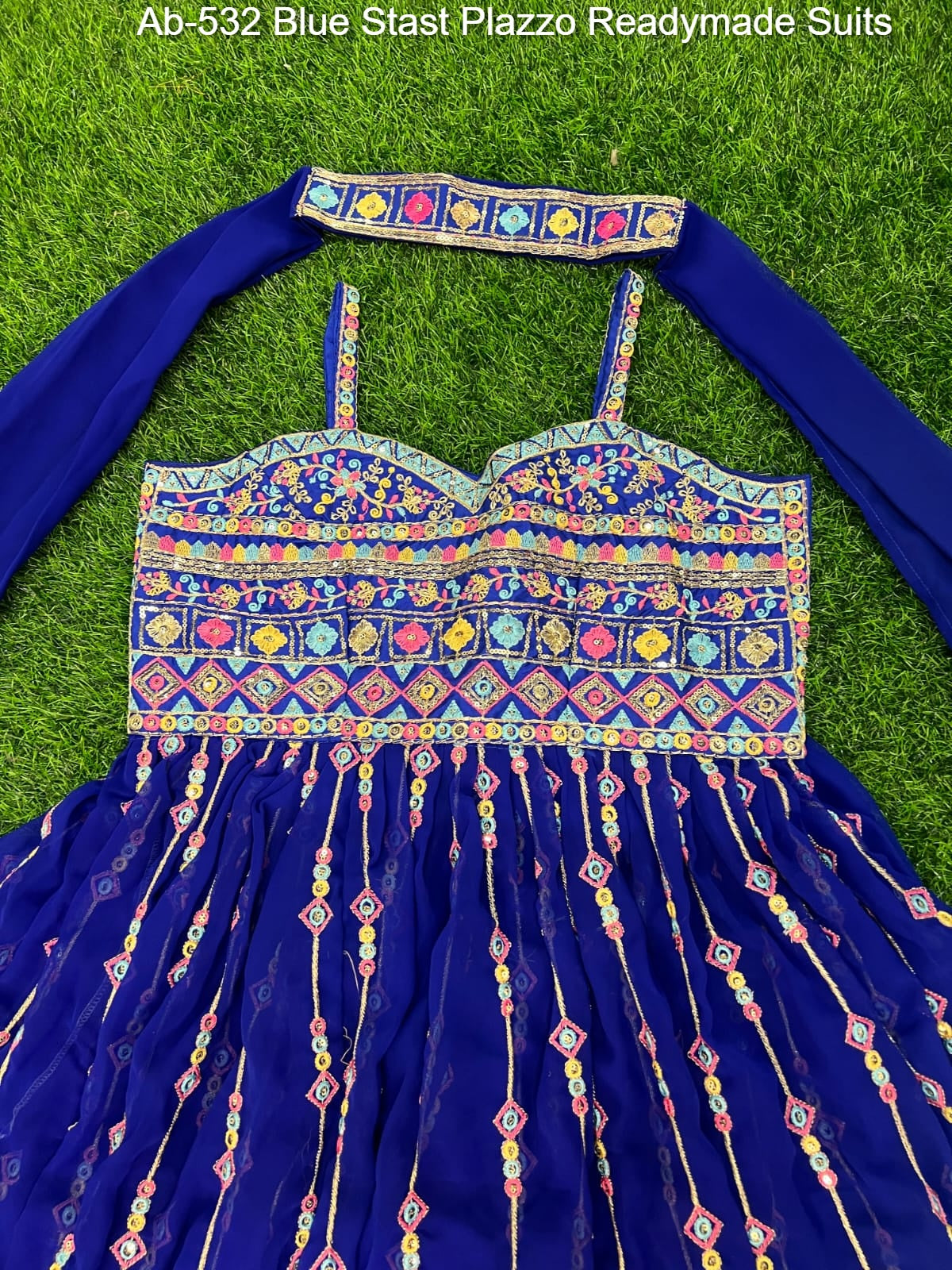 Ab-532 Blue Stast Plazzo Readymade Suits