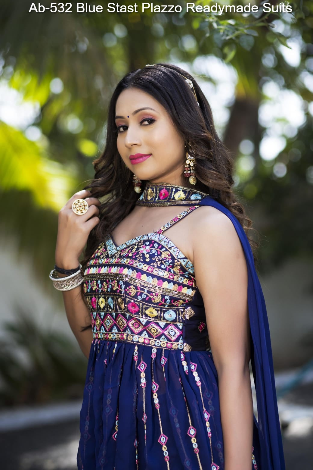Ab-532 Blue Stast Plazzo Readymade Suits