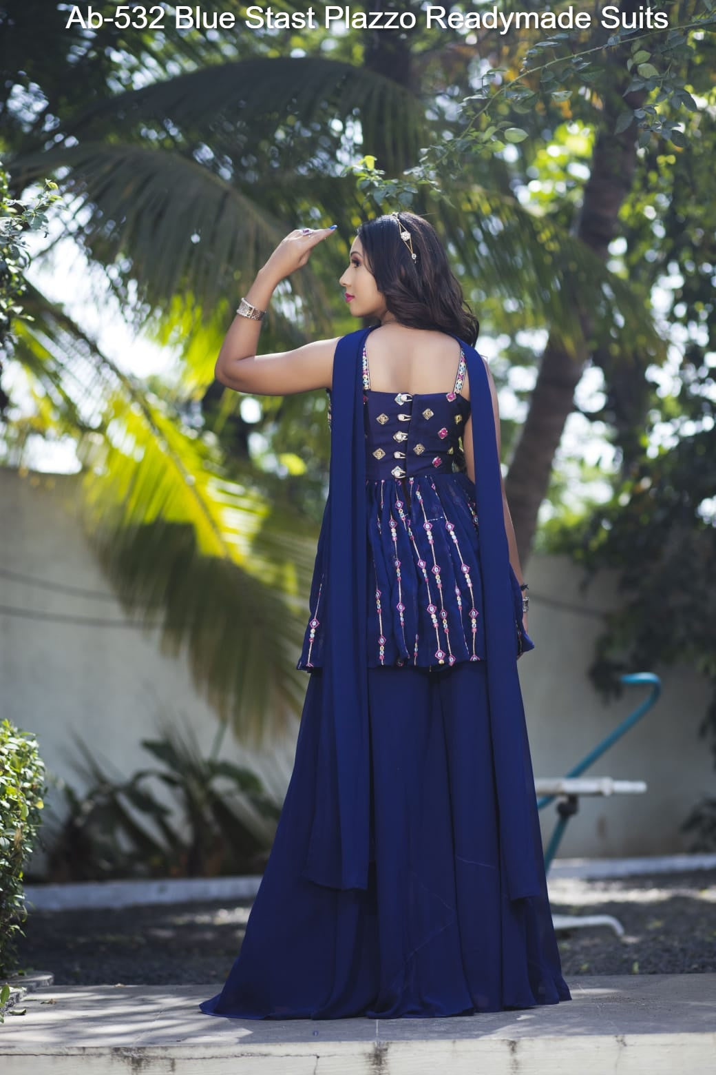 Ab-532 Blue Stast Plazzo Readymade Suits