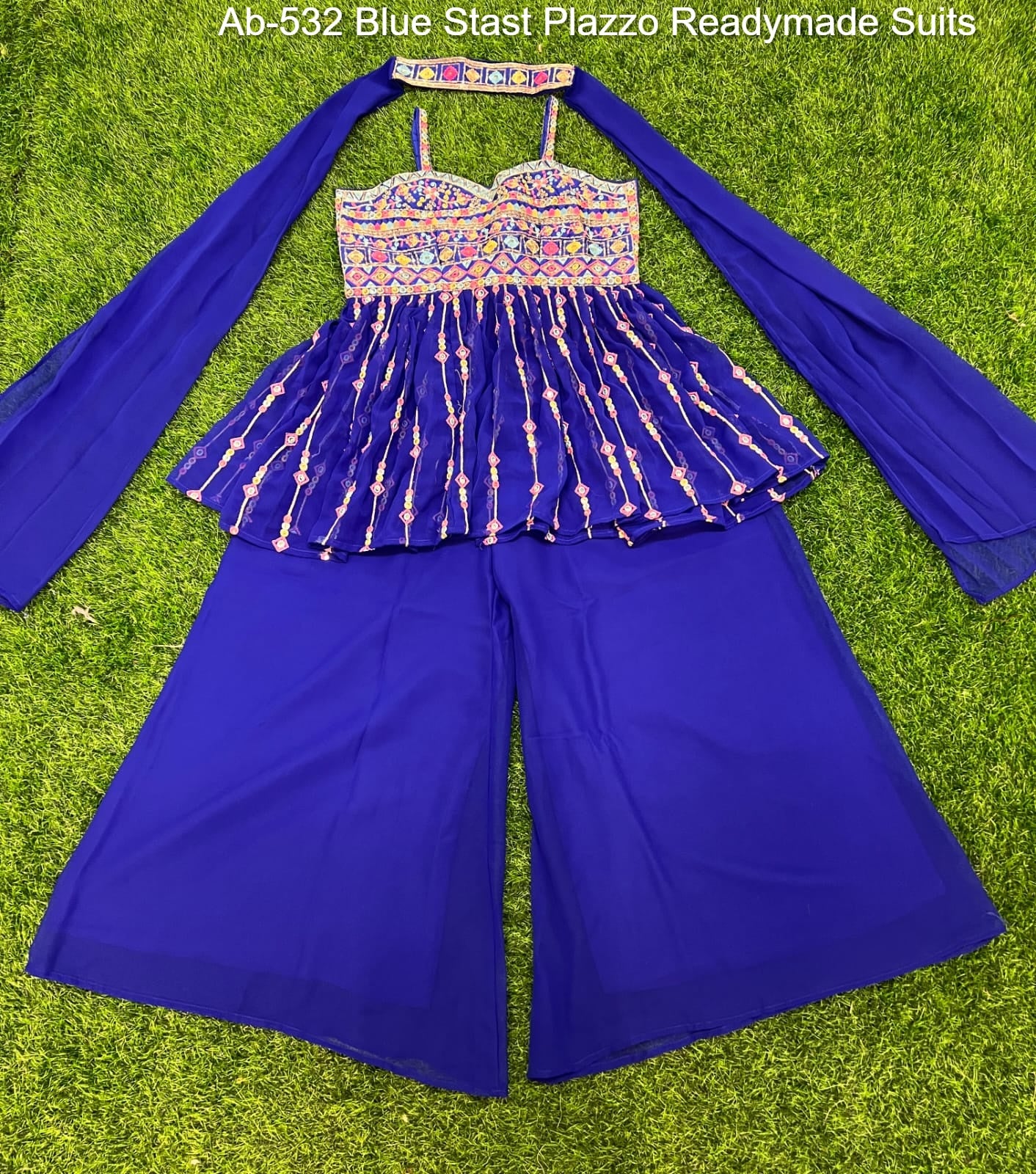 Ab-532 Blue Stast Plazzo Readymade Suits