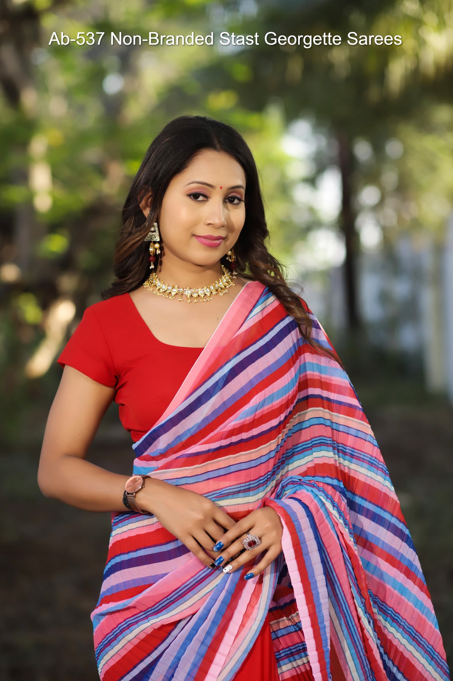 Ab-537 Non-Branded Stast Georgette Sarees