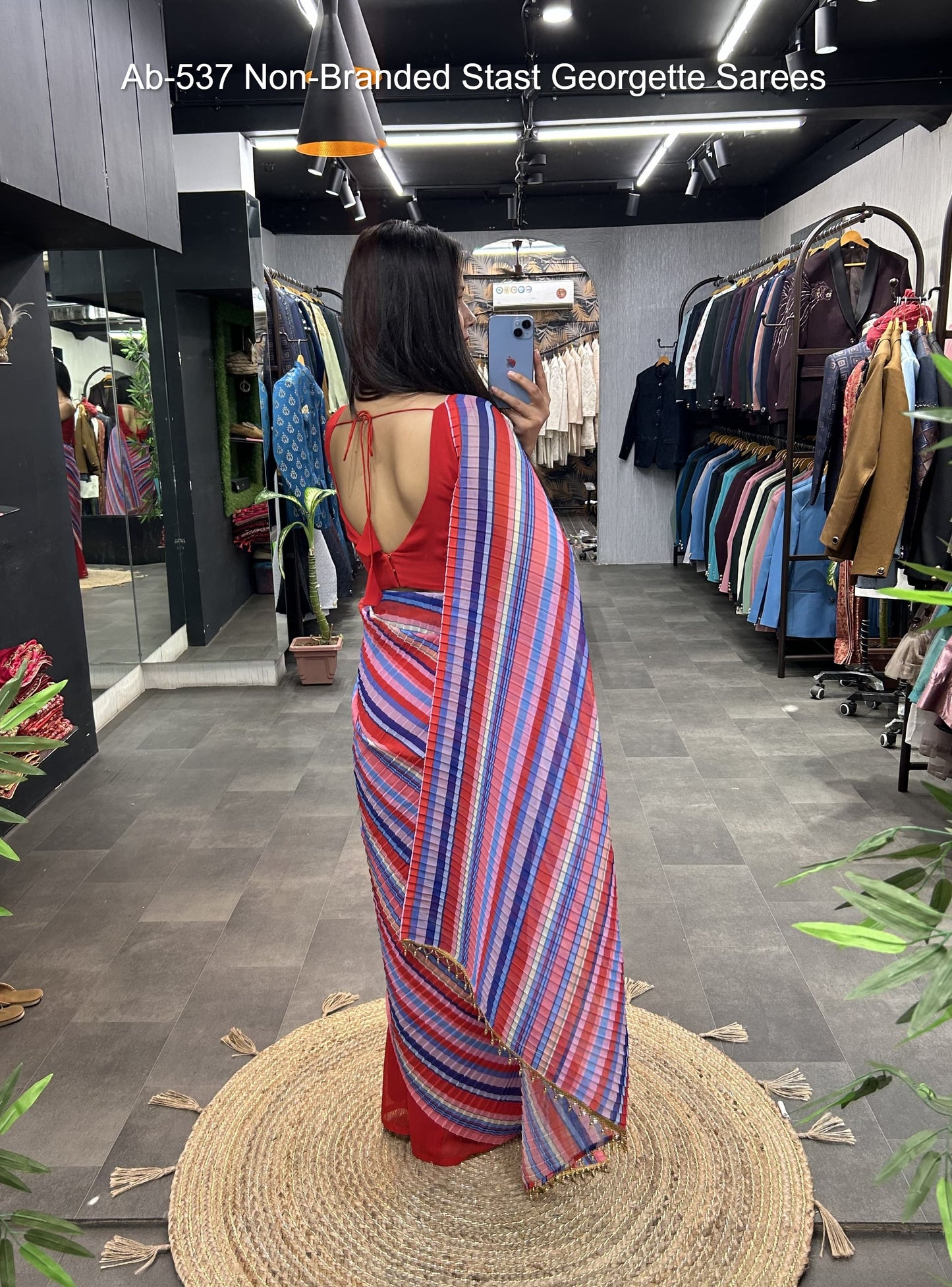 Ab-537 Non-Branded Stast Georgette Sarees