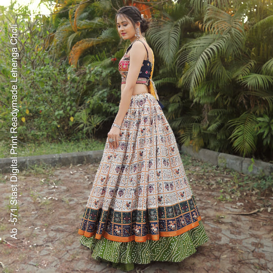 Ab -571 Stast Digital Print Readymade Lehenga Choli