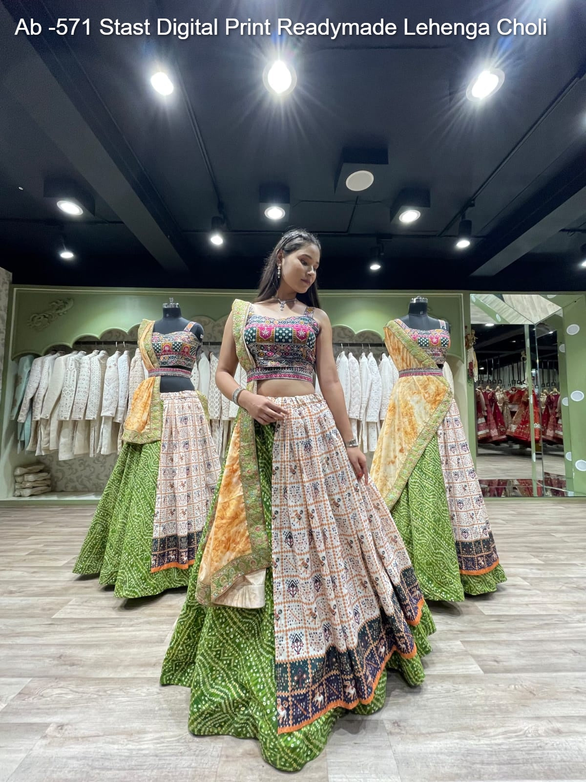 Ab -571 Stast Digital Print Readymade Lehenga Choli