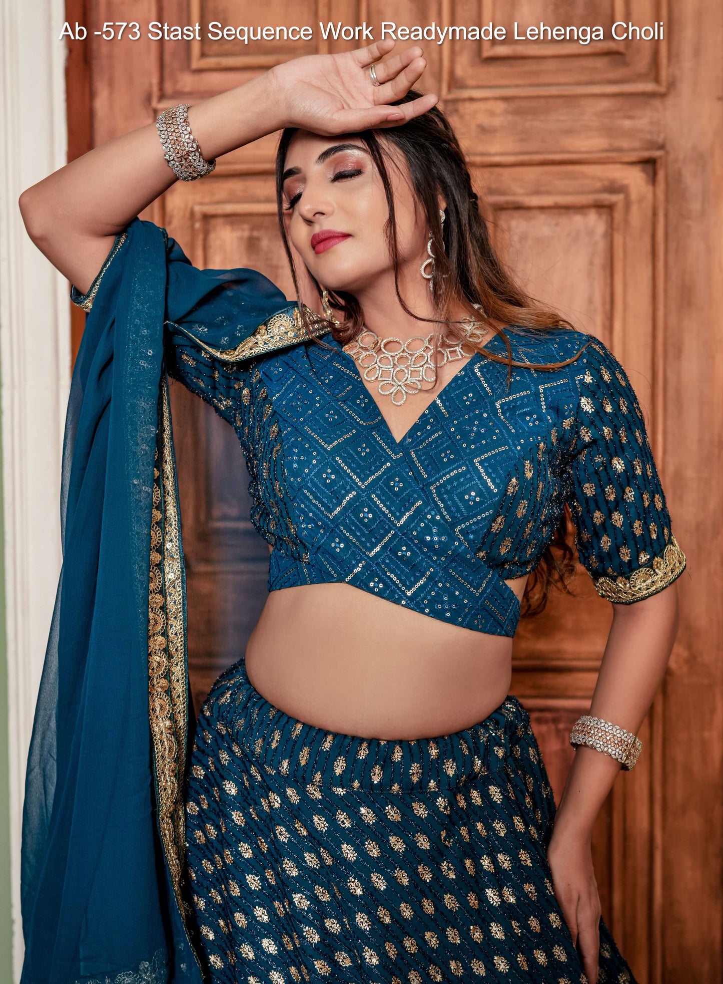 Ab -573 Stast Sequence Work Readymade Lehenga Choli