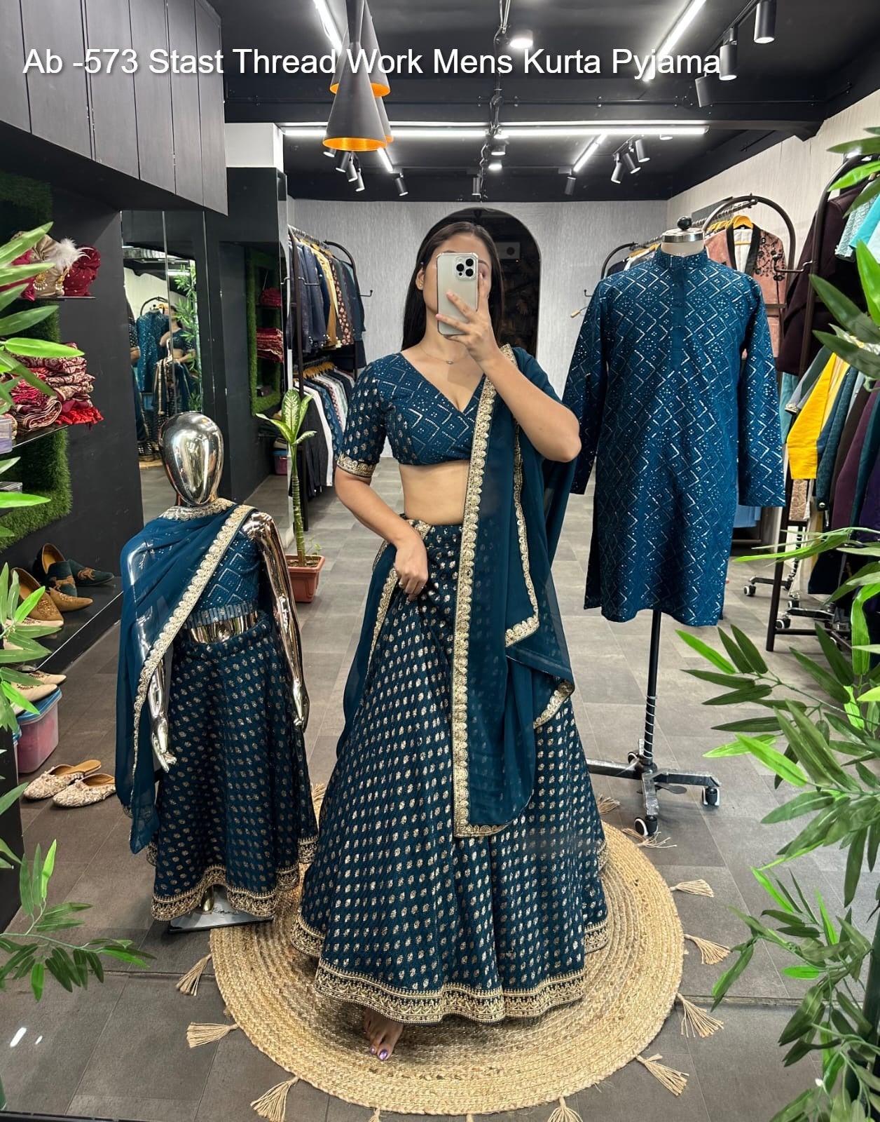 Ab -573 Stast Thread Work Mens Kurta Pyjama