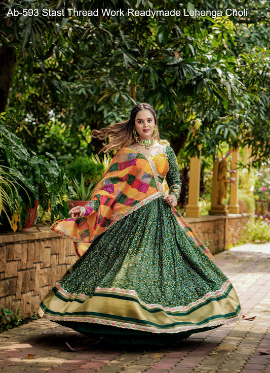 Ab-593 Stast Thread Work Readymade Lehenga Choli