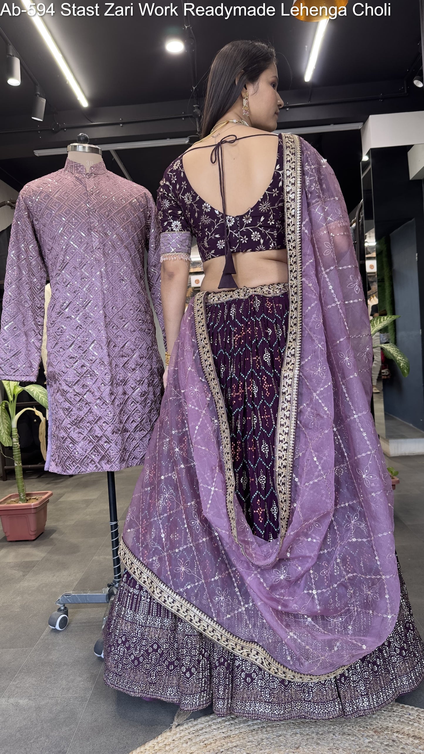 Ab-594 Stast Zari Work Readymade Lehenga Choli