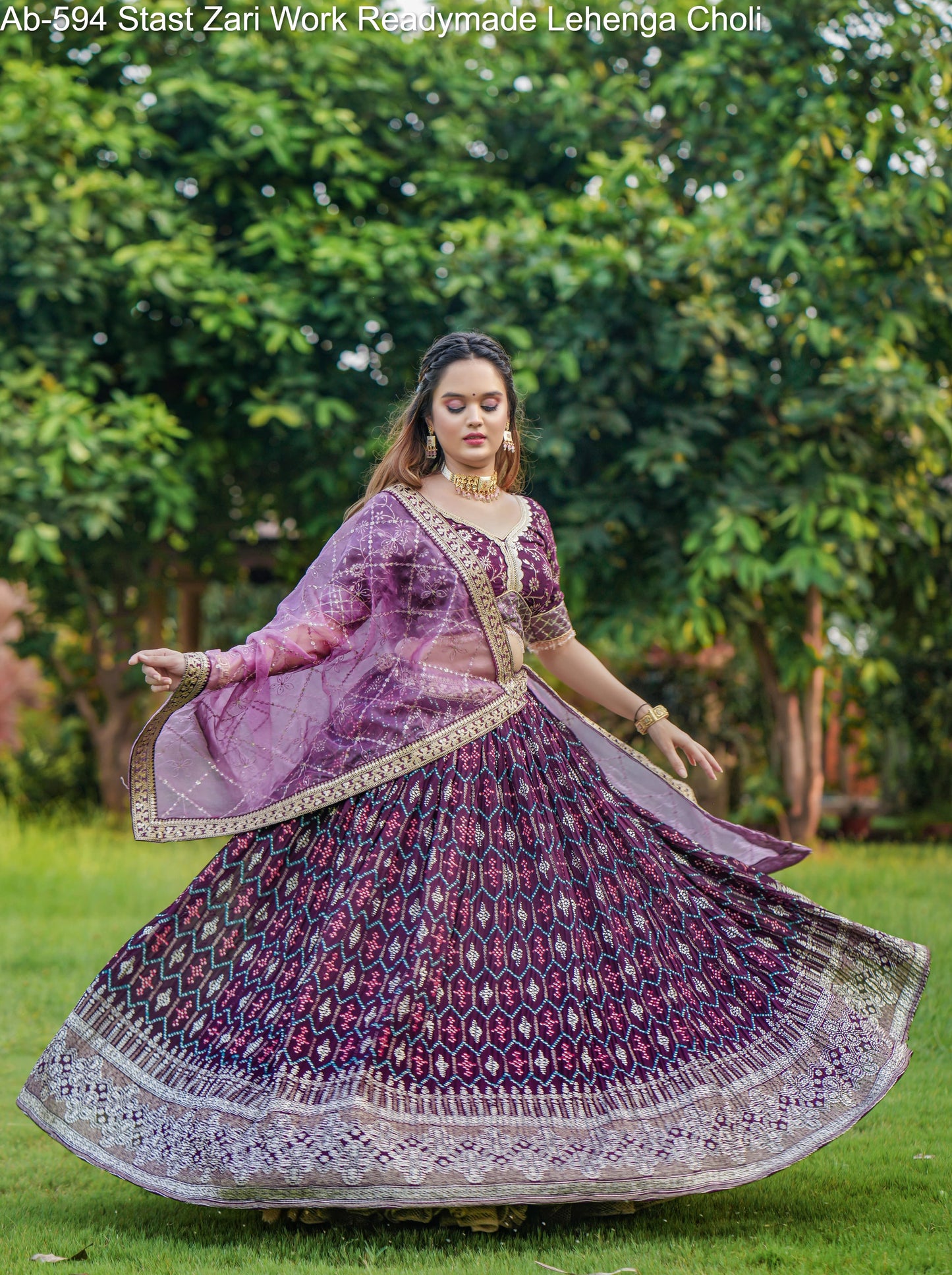 Ab-594 Stast Zari Work Readymade Lehenga Choli
