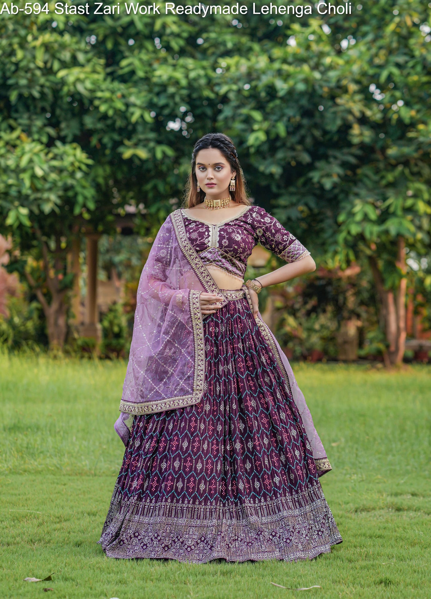 Ab-594 Stast Zari Work Readymade Lehenga Choli