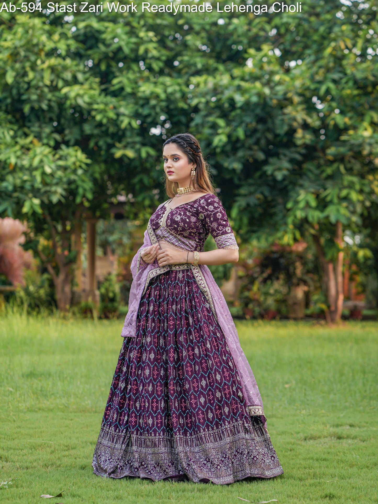 Ab-594 Stast Zari Work Readymade Lehenga Choli