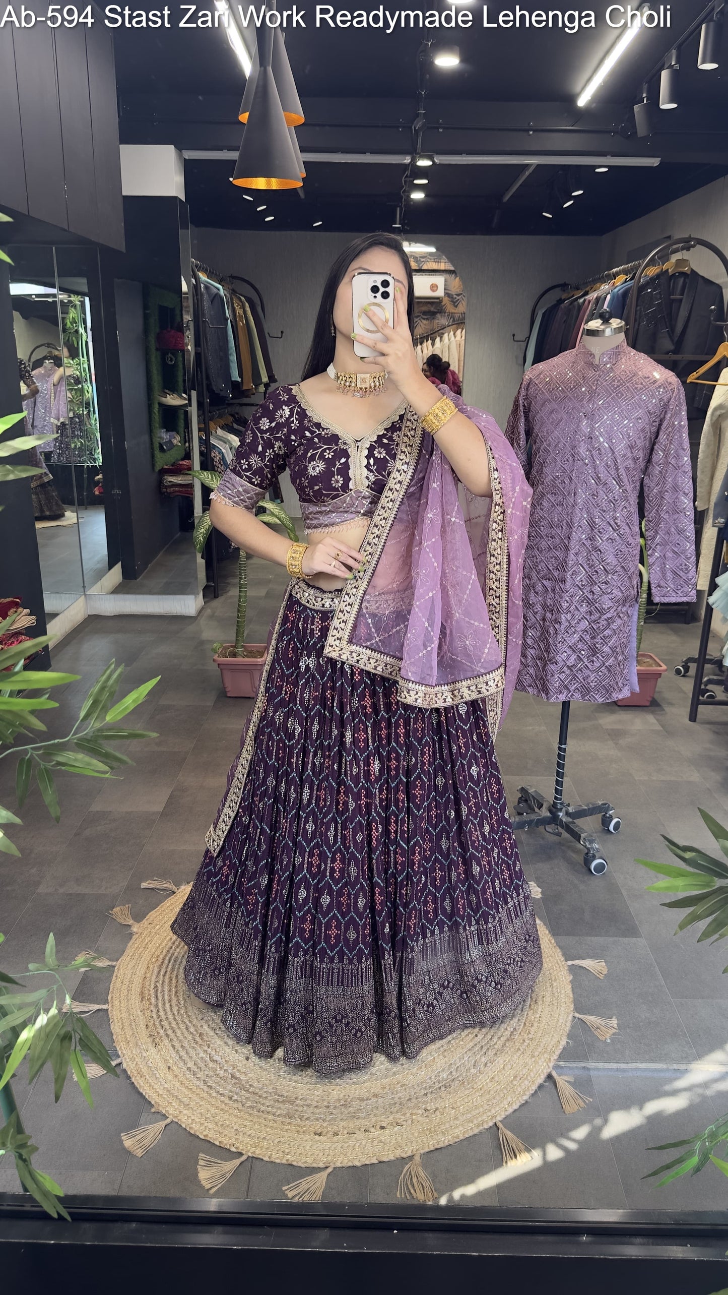 Ab-594 Stast Zari Work Readymade Lehenga Choli