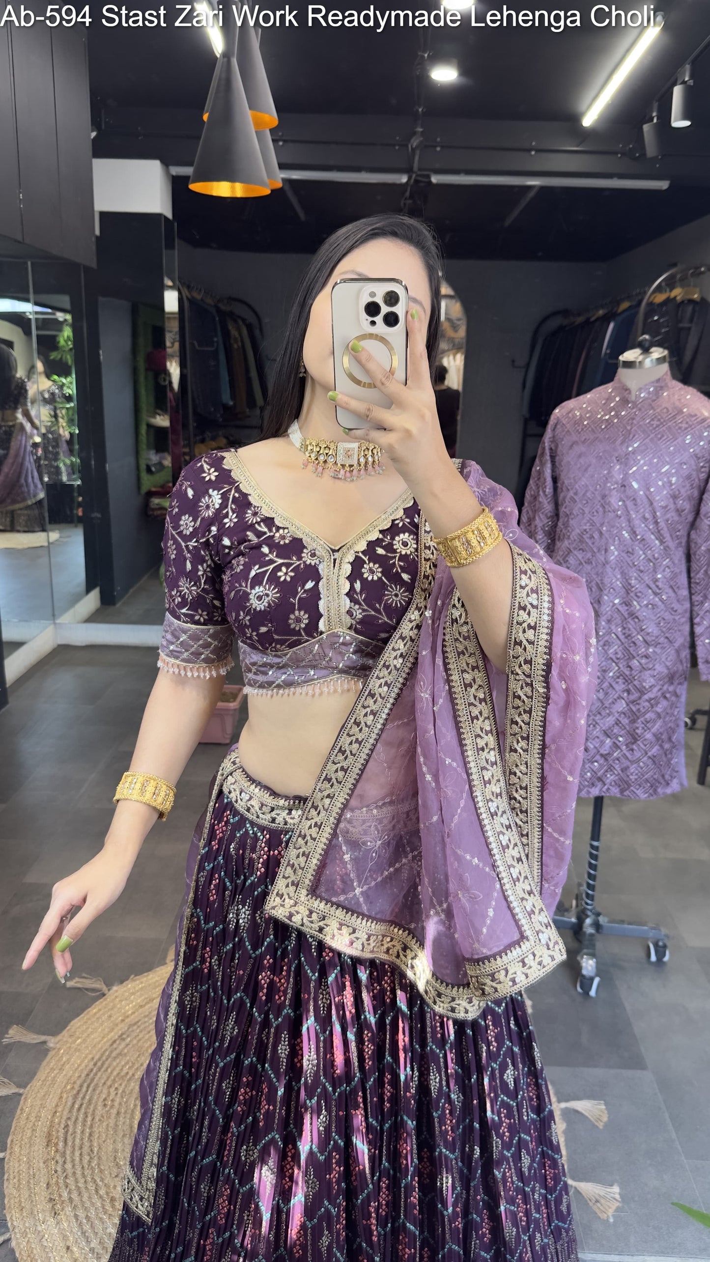 Ab-594 Stast Zari Work Readymade Lehenga Choli