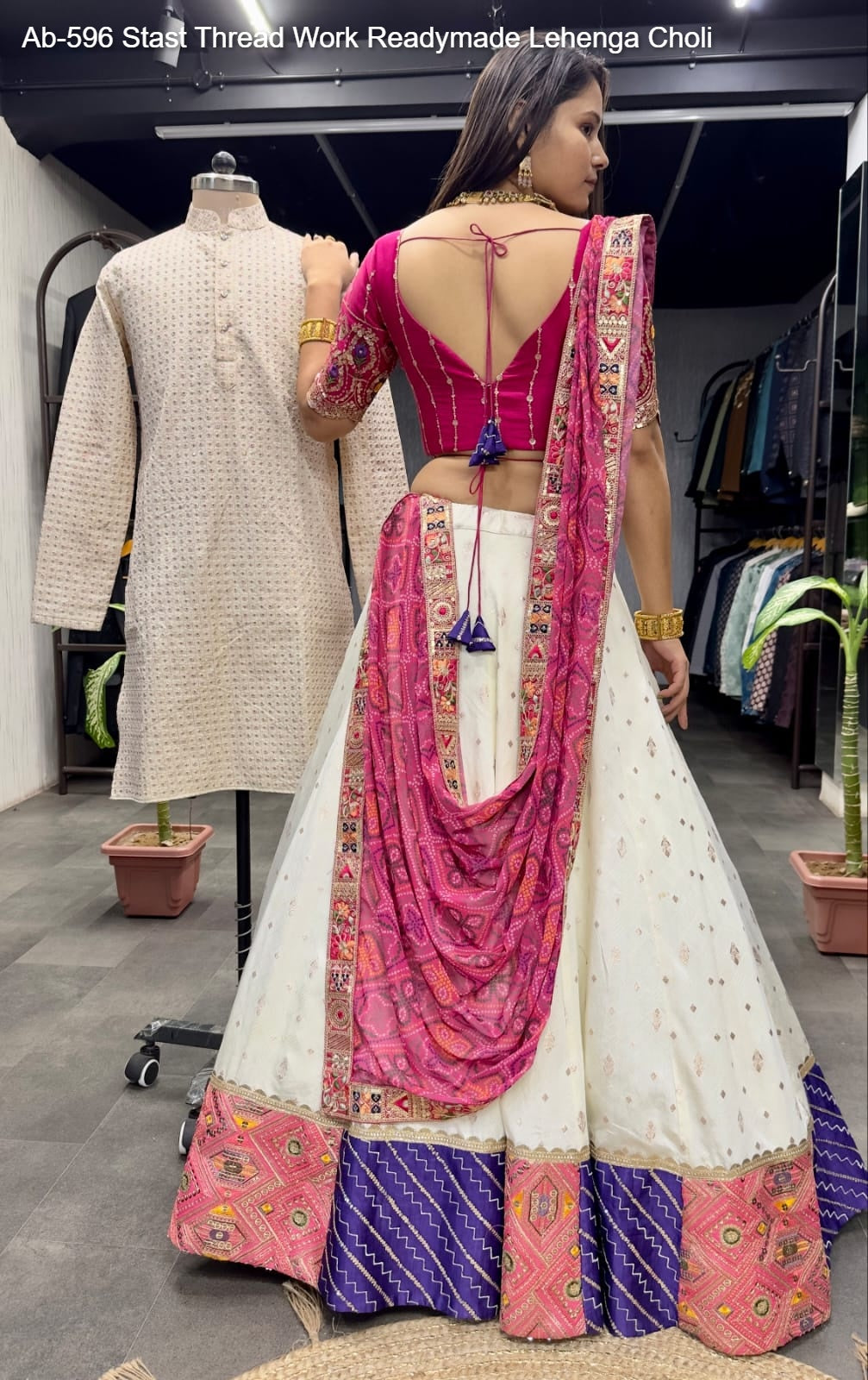Ab-596 Stast Thread Work Readymade Lehenga Choli