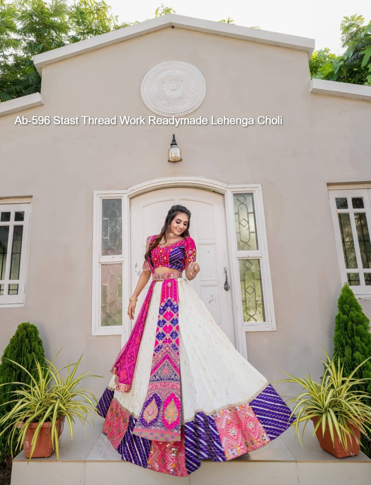 Ab-596 Stast Thread Work Readymade Lehenga Choli