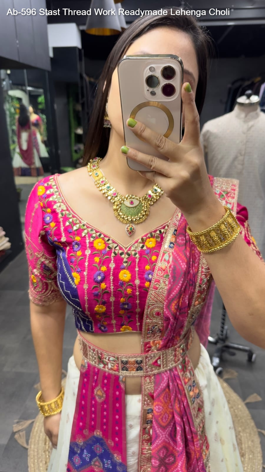 Ab-596 Stast Thread Work Readymade Lehenga Choli