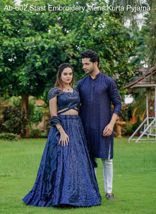 Ab-602 Stast Embroidery Mens Kurta Pyjama
