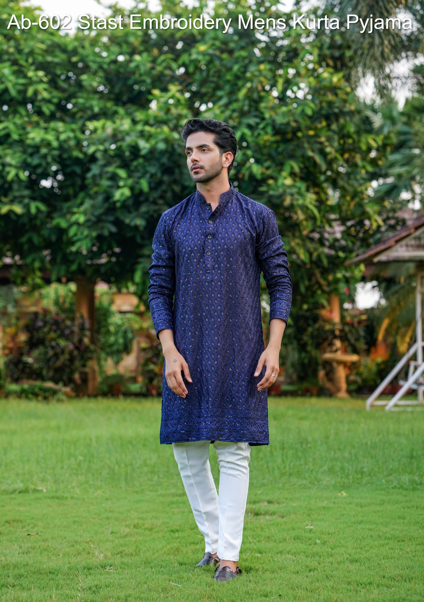 Ab-602 Stast Embroidery Mens Kurta Pyjama