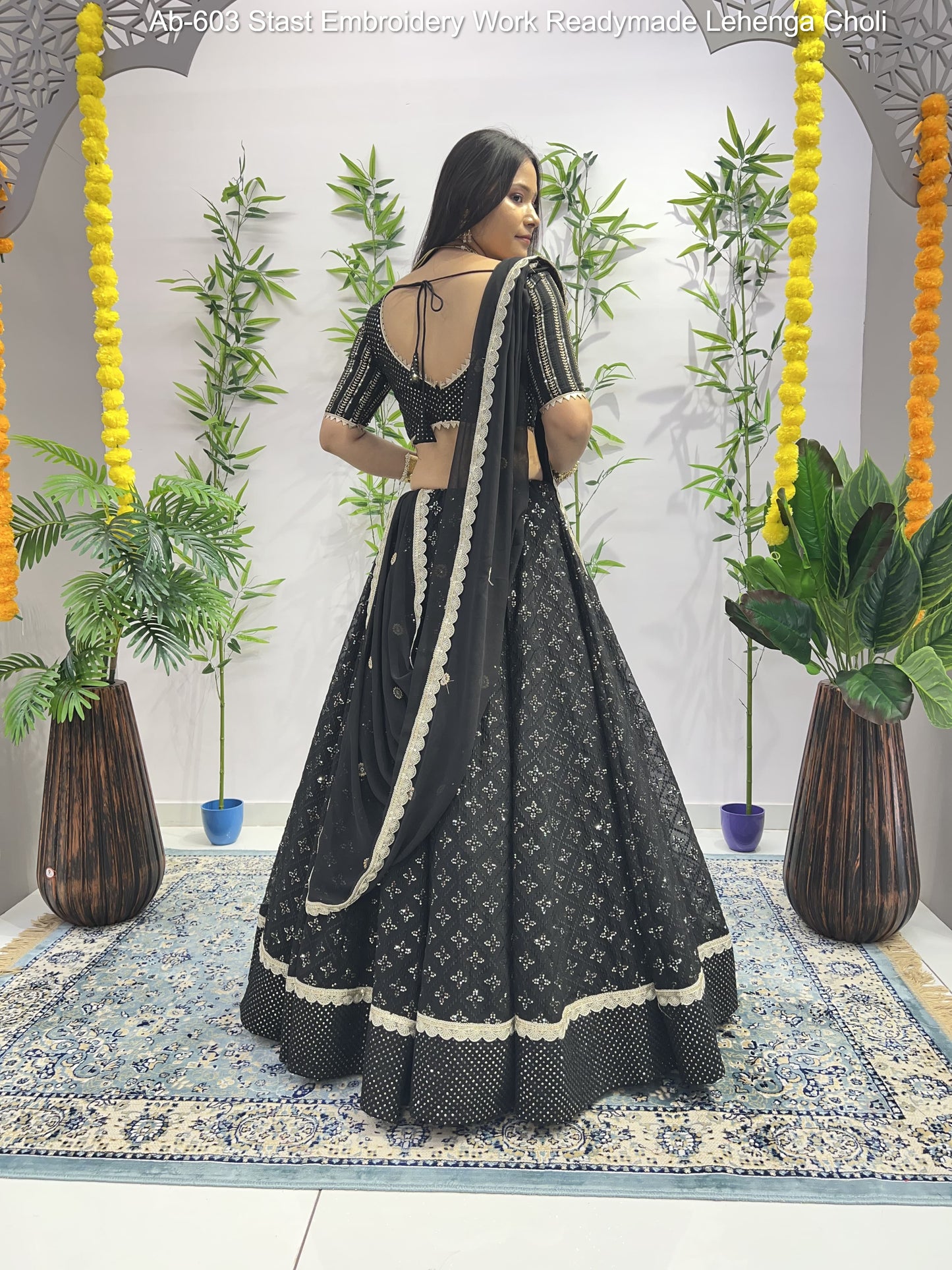 Ab-603 Stast Embroidery Work Readymade Lehenga Choli