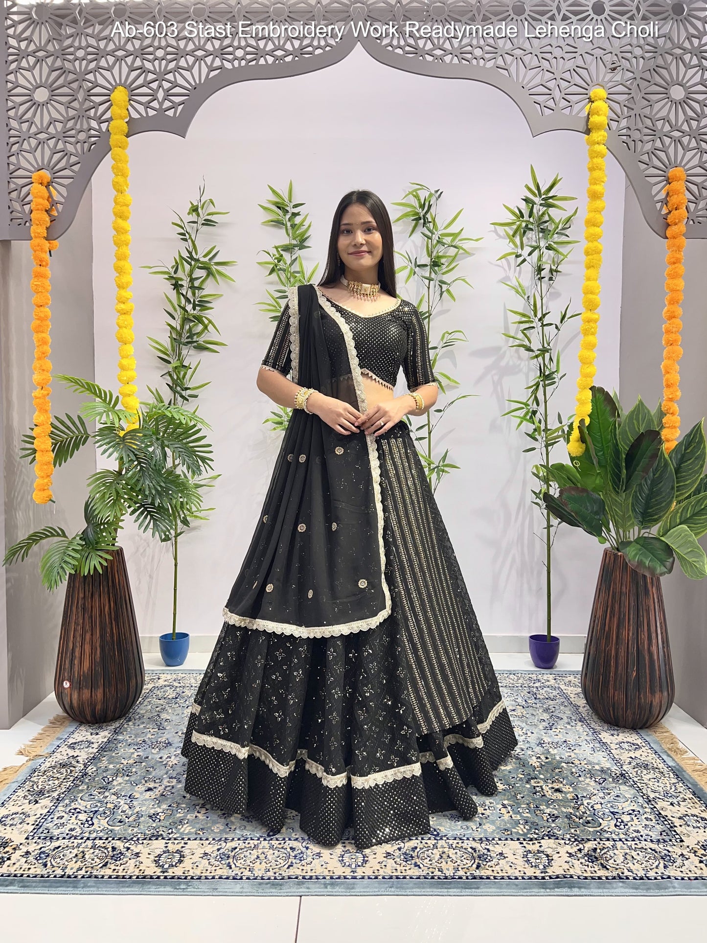 Ab-603 Stast Embroidery Work Readymade Lehenga Choli