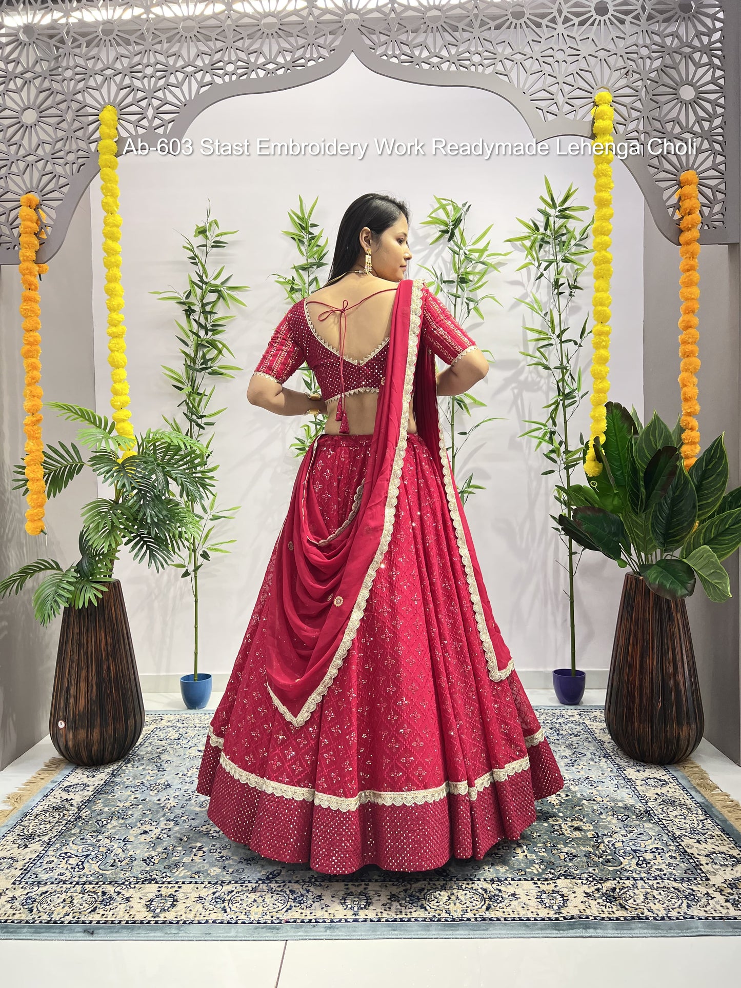 Ab-603 Stast Embroidery Work Readymade Lehenga Choli