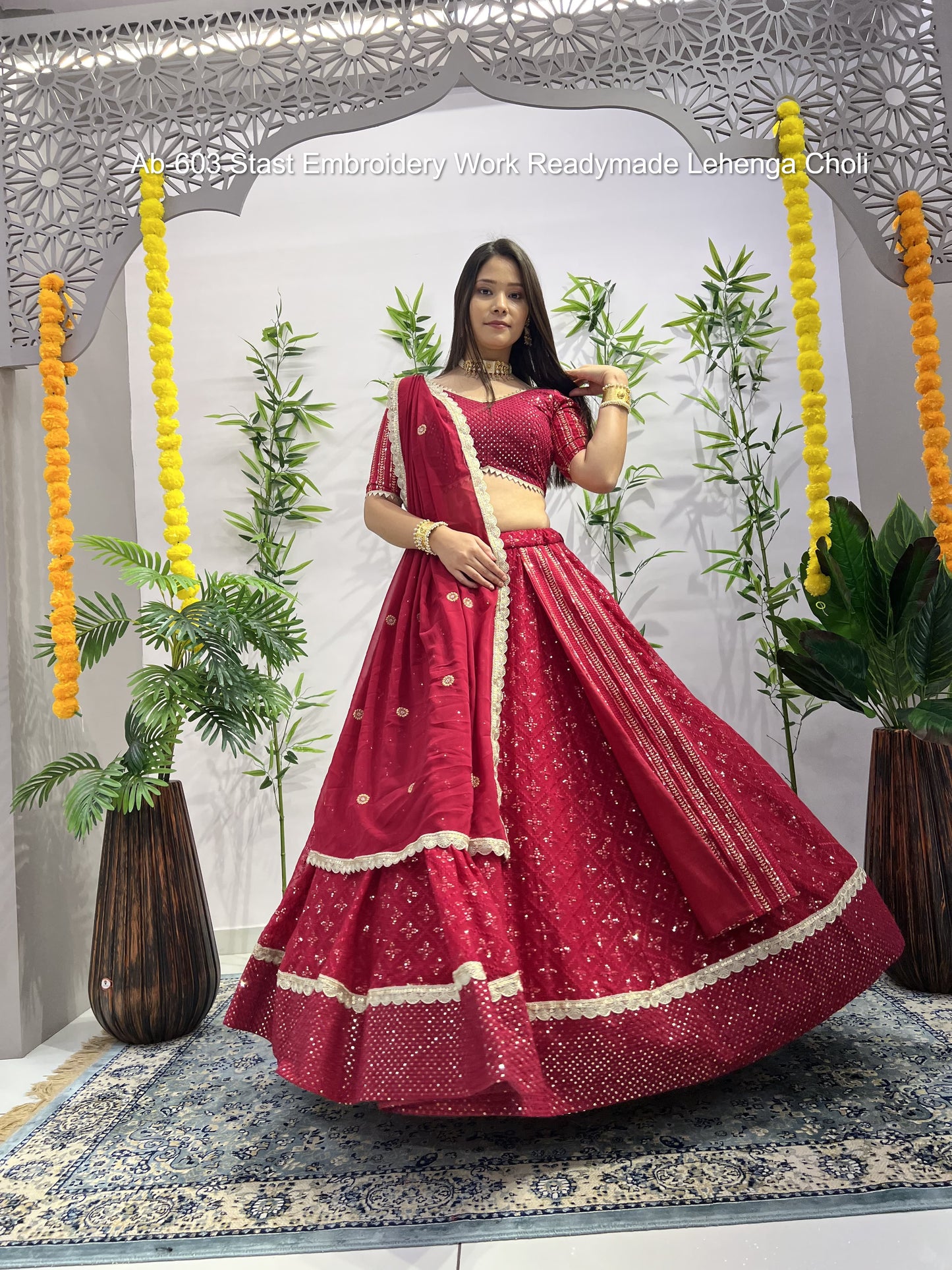 Ab-603 Stast Embroidery Work Readymade Lehenga Choli