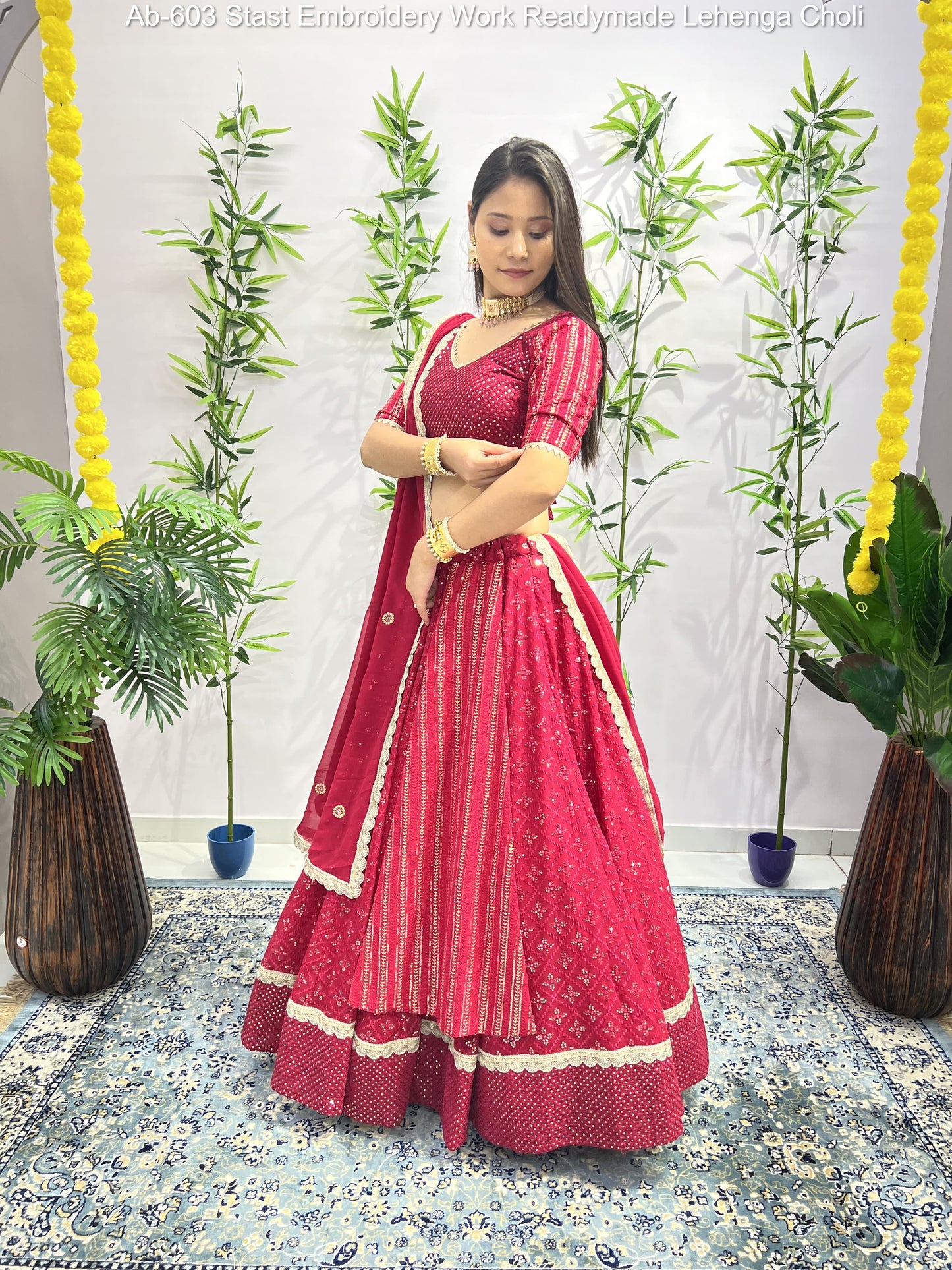 Ab-603 Stast Embroidery Work Readymade Lehenga Choli