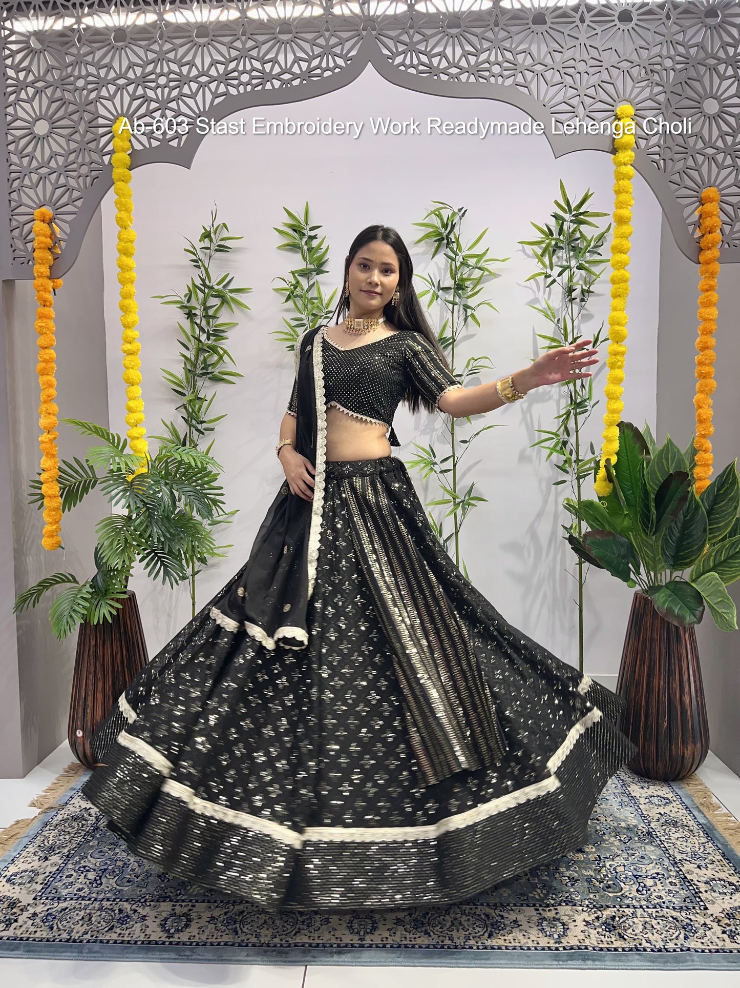 Ab-603 Stast Embroidery Work Readymade Lehenga Choli