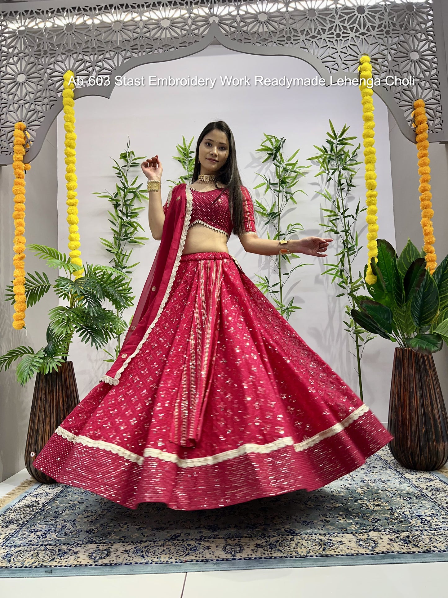 Ab-603 Stast Embroidery Work Readymade Lehenga Choli