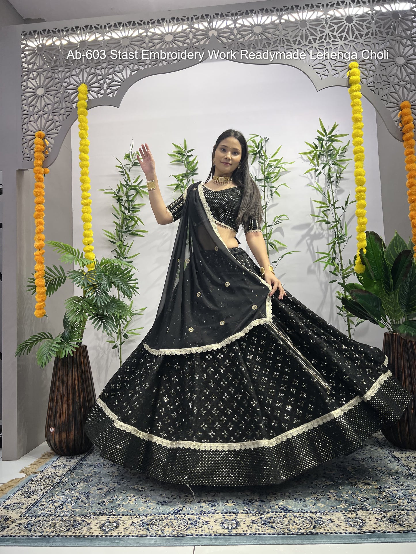 Ab-603 Stast Embroidery Work Readymade Lehenga Choli