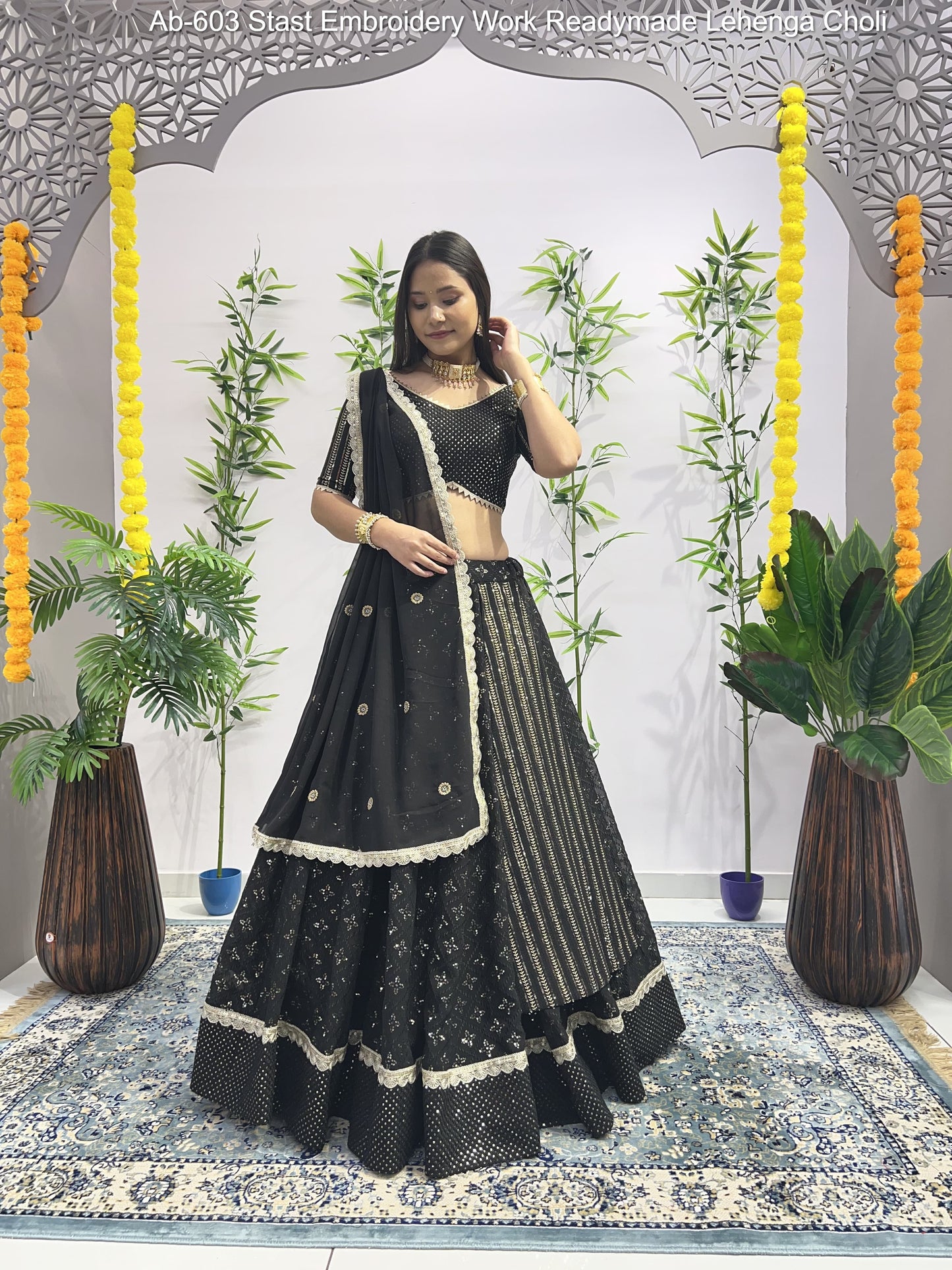 Ab-603 Stast Embroidery Work Readymade Lehenga Choli