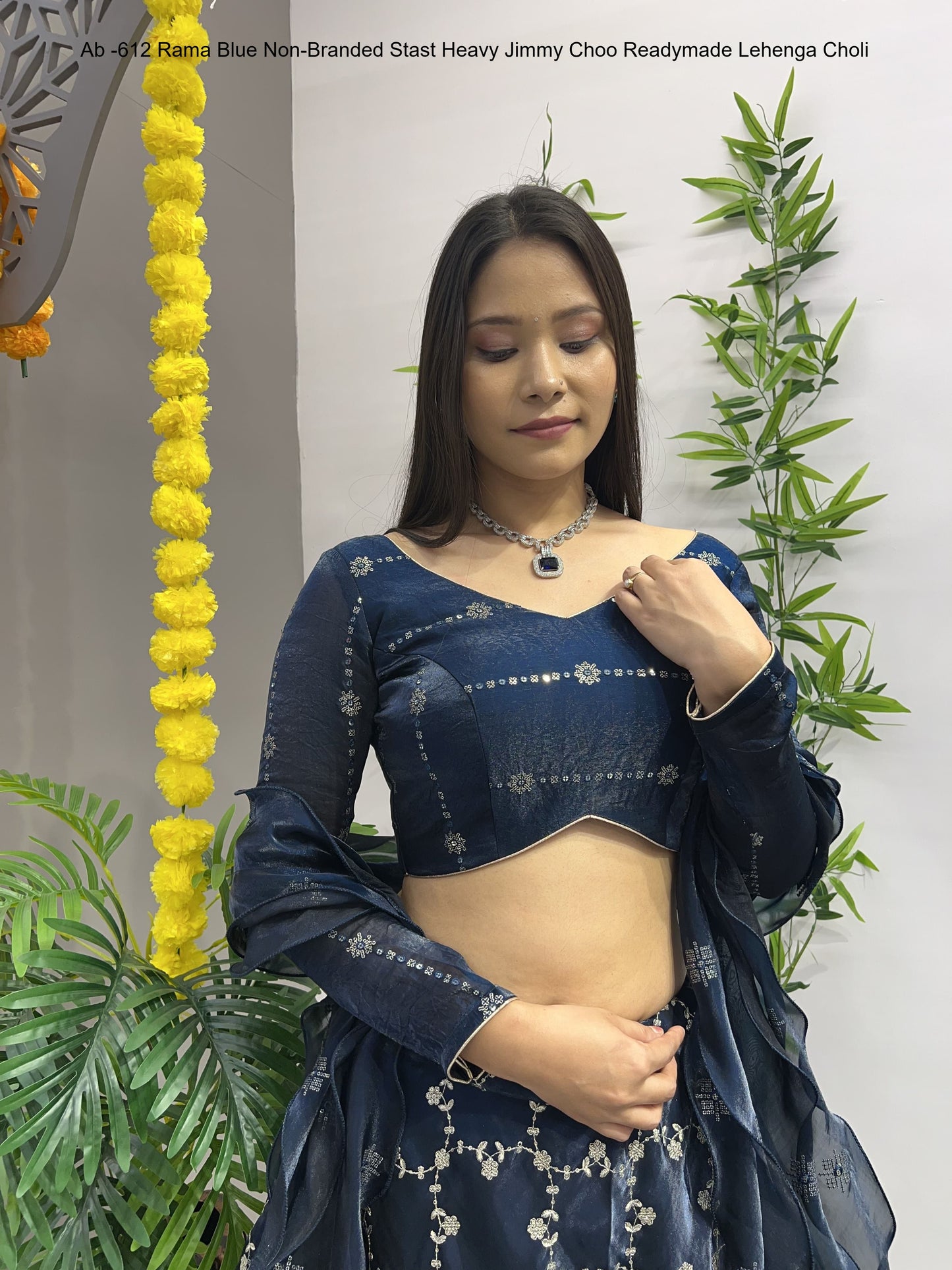 Ab -612 Rama Blue Non-Branded Stast Heavy Jimmy Choo Readymade Lehenga Choli
