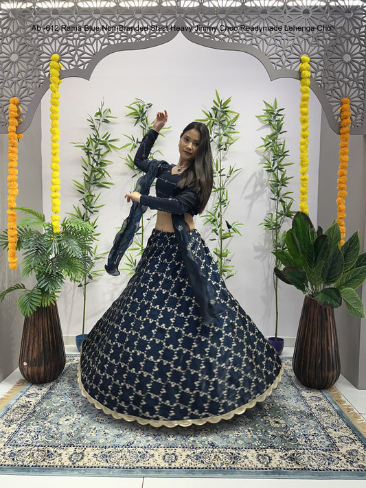 Ab -612 Rama Blue Non-Branded Stast Heavy Jimmy Choo Readymade Lehenga Choli