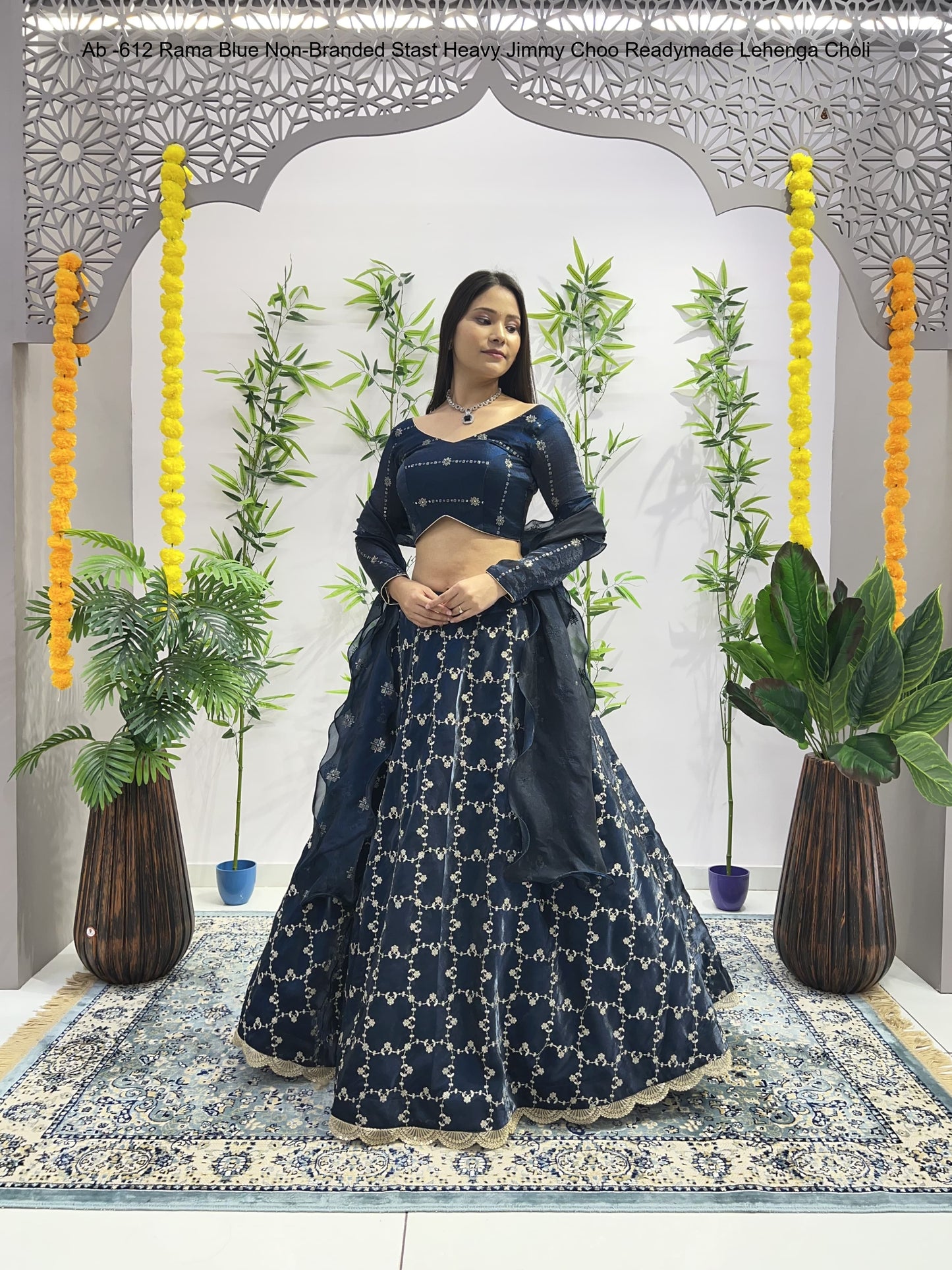 Ab -612 Rama Blue Non-Branded Stast Heavy Jimmy Choo Readymade Lehenga Choli