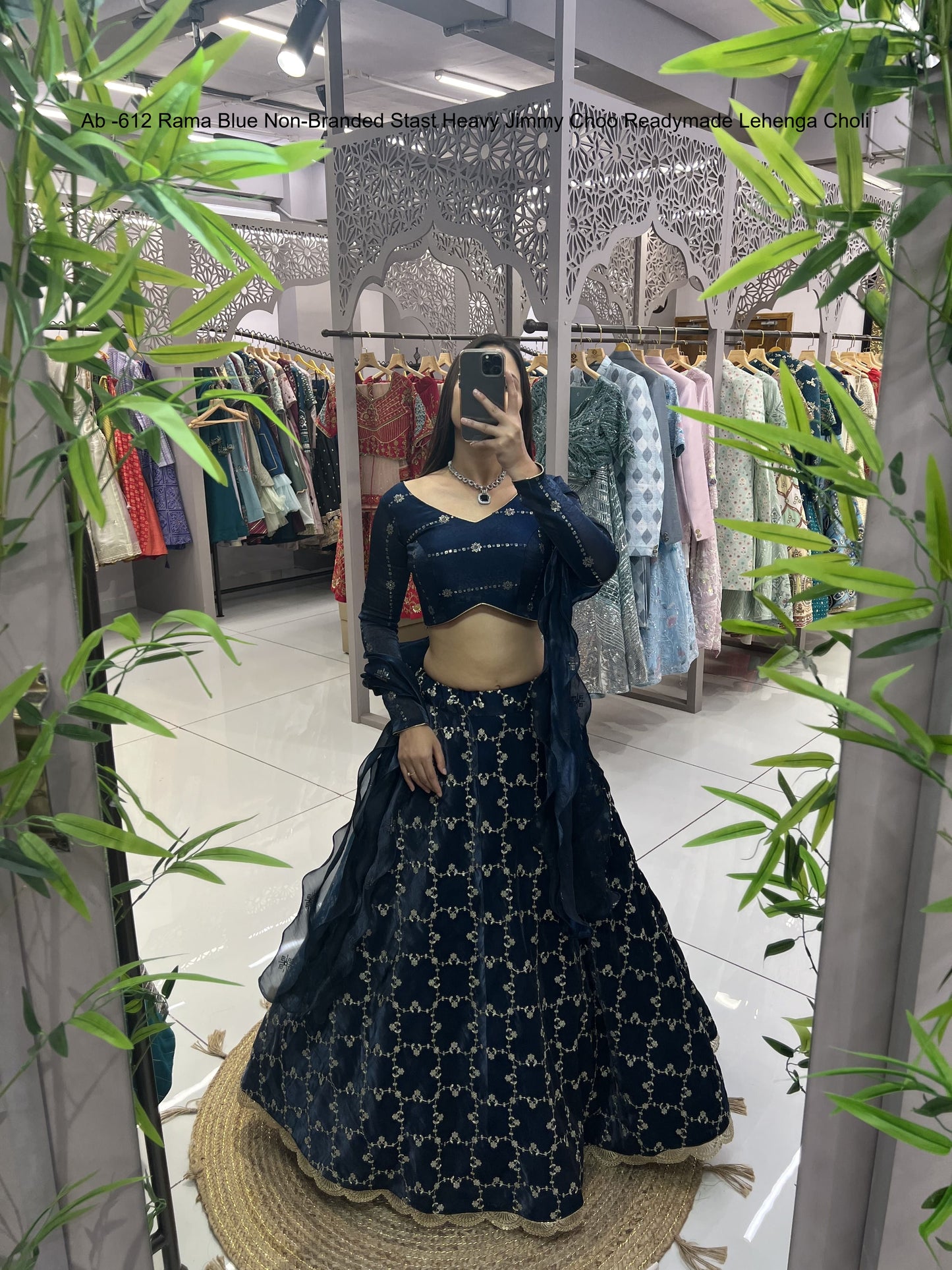 Ab -612 Rama Blue Non-Branded Stast Heavy Jimmy Choo Readymade Lehenga Choli