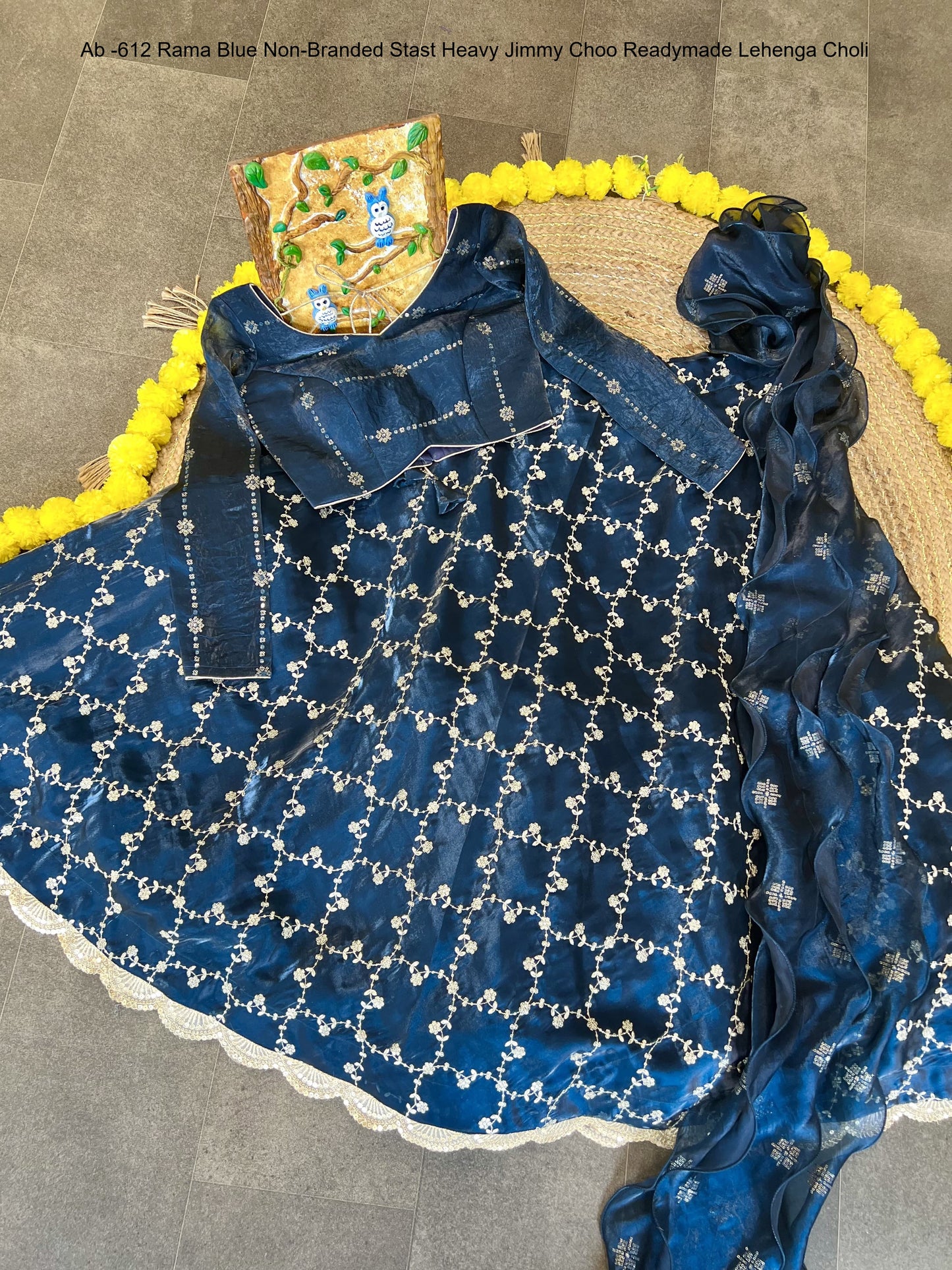 Ab -612 Rama Blue Non-Branded Stast Heavy Jimmy Choo Readymade Lehenga Choli