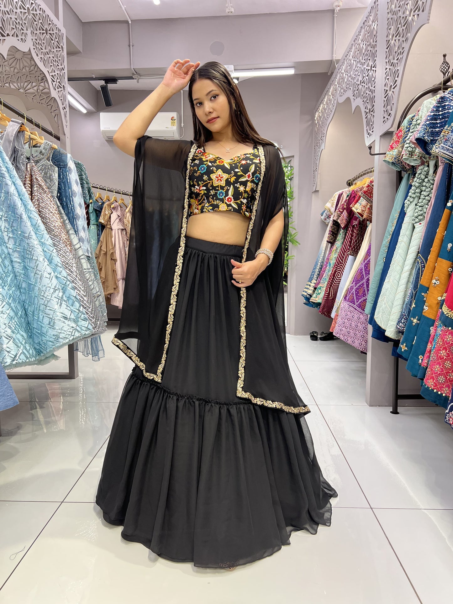 Ab-617    Stast Embroidery Readymade Lehenga Choli