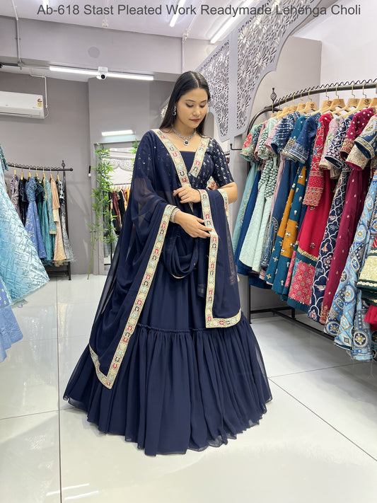 Ab-618 Stast Pleated Work Readymade Lehenga Choli