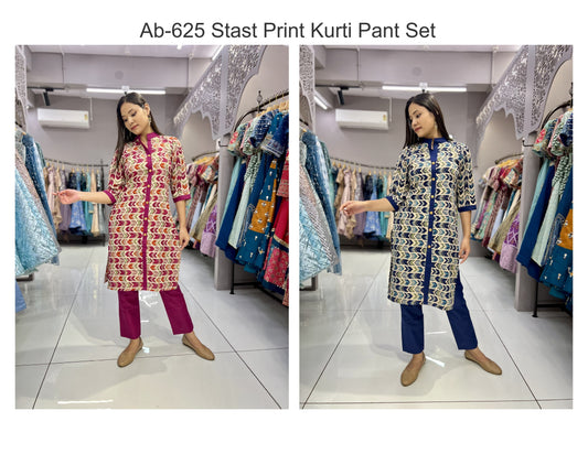Ab-625 Stast Print Kurti Pant Set