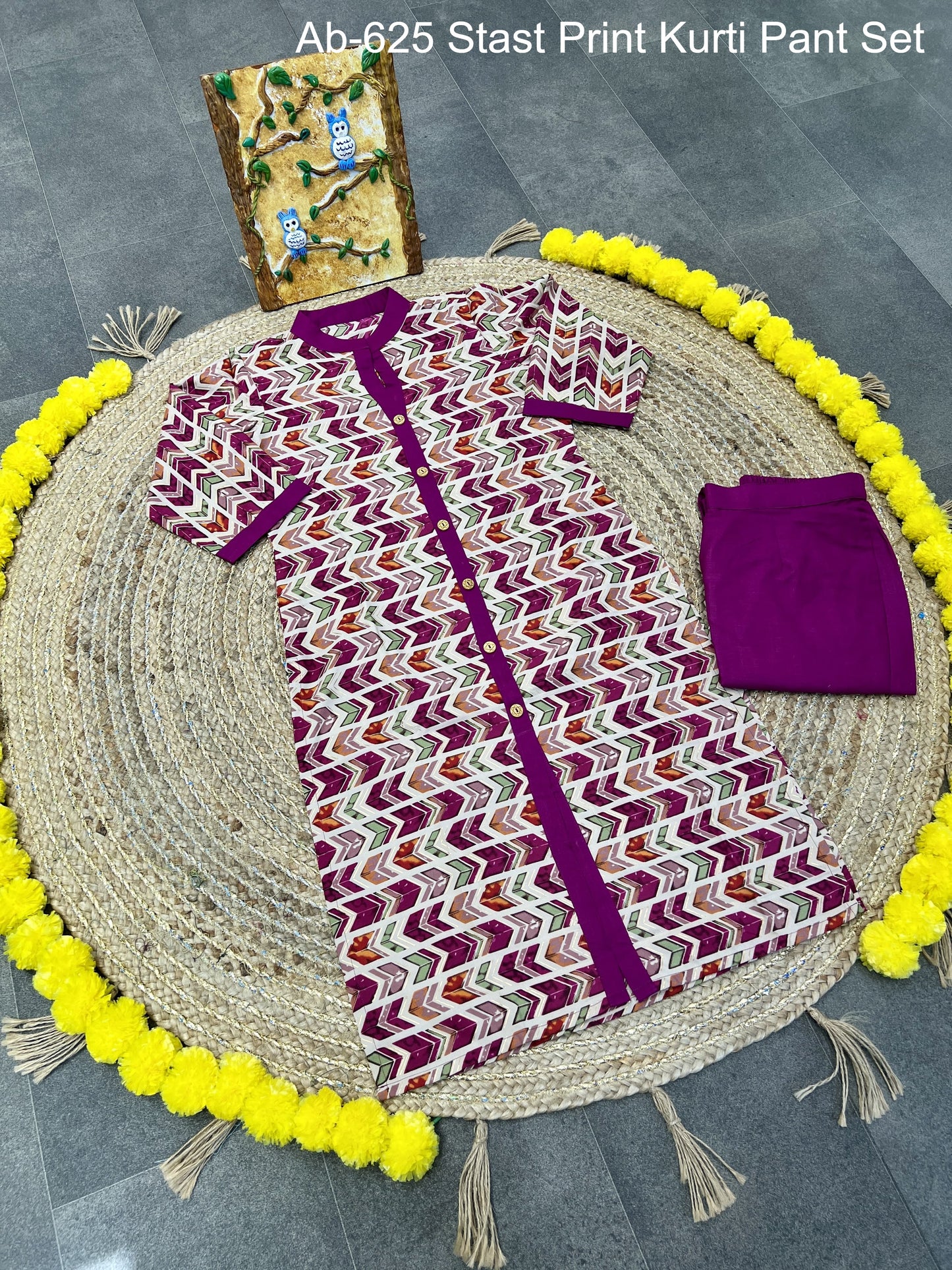 Ab-625 Stast Print Kurti Pant Set