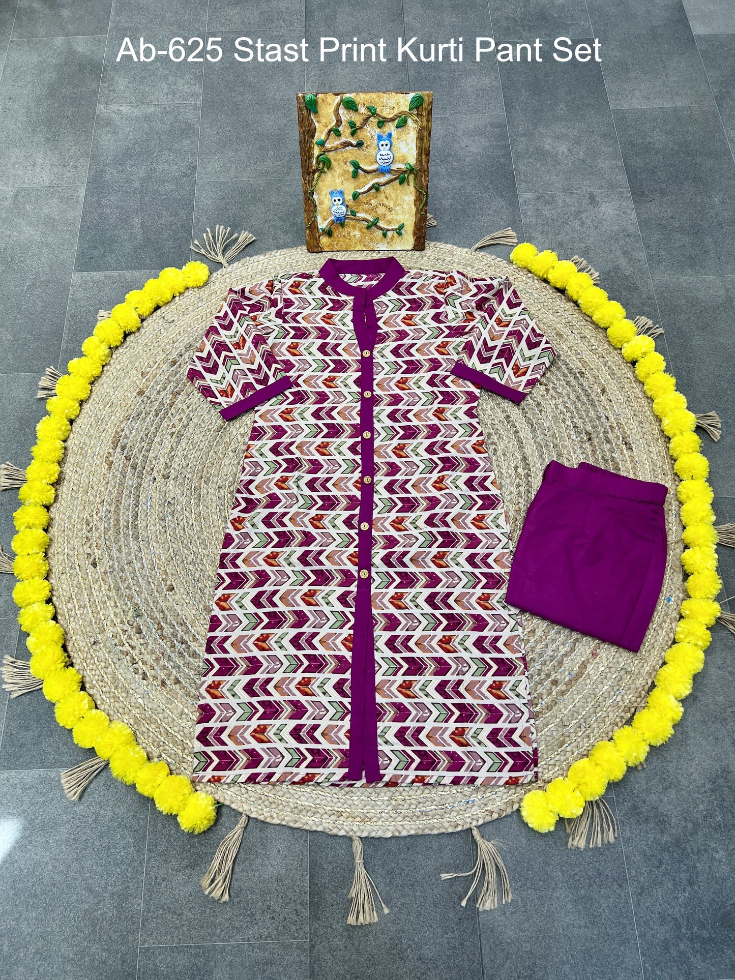 Ab-625 Stast Print Kurti Pant Set